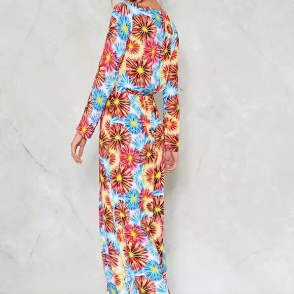 Nasty Gal Colorful Maxi Dress / Kimono Duster - Long sleeve Button front | Small - Picture 6 of 12